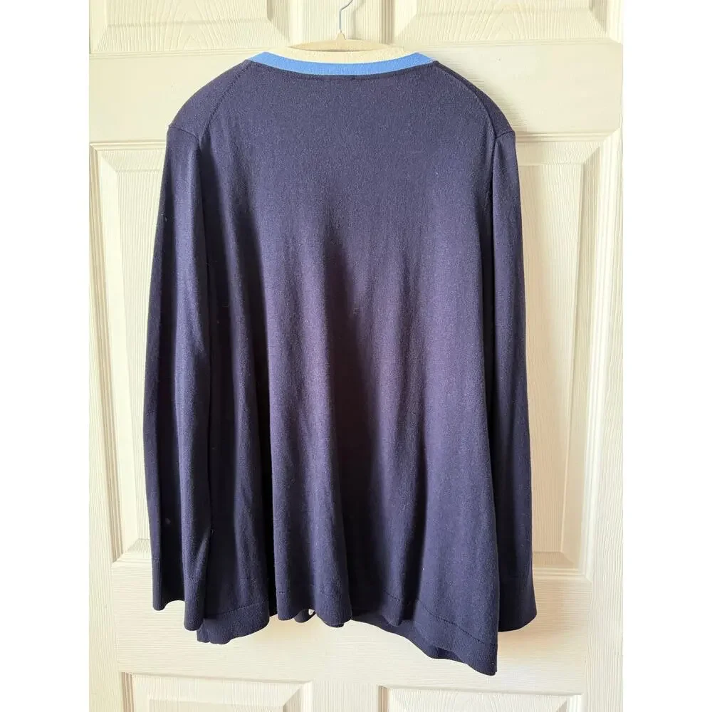 Talbots‎ Plus Navy Blue Cardigan Pearl Button Sweater Womens 2X Preppy Coastal